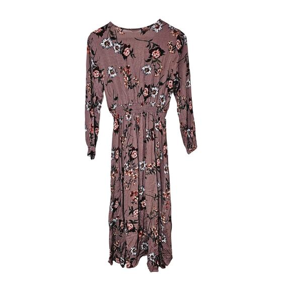 KorMei Maxi Dress Womens Size M Mauve Floral High Low Flowy Beach Casual Boho - Picture 5 of 9